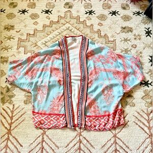 Anthropologie Floral Ikat Kimono one size